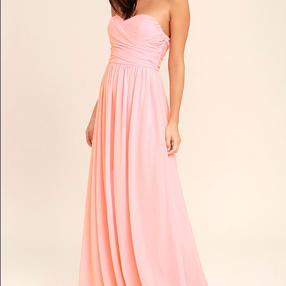 Lulus All Afloat Blush Pink Strapless Maxi Dress